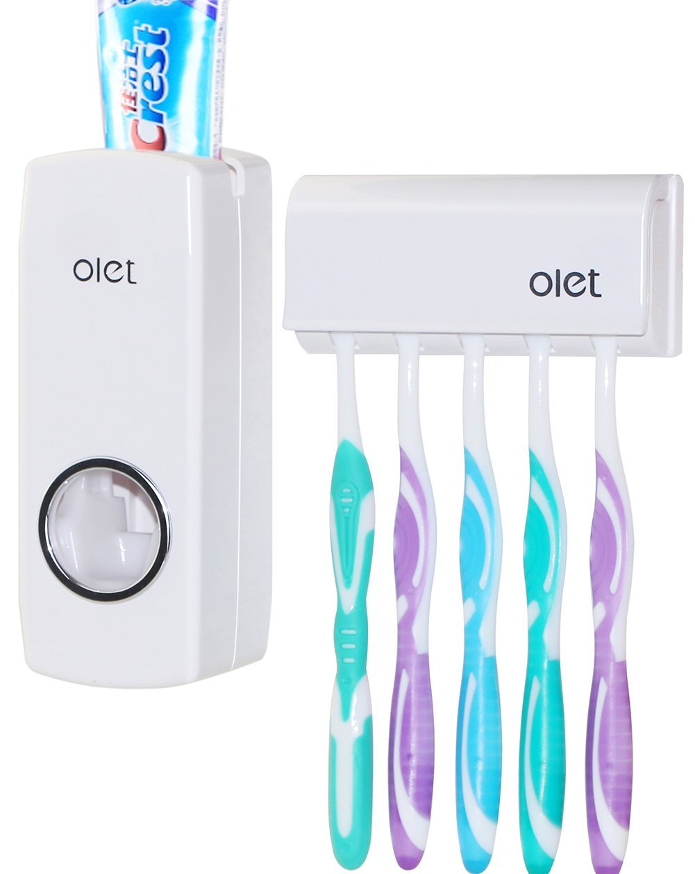 Wall Mount Toothbrush Holder and Toothpaste Dispenser