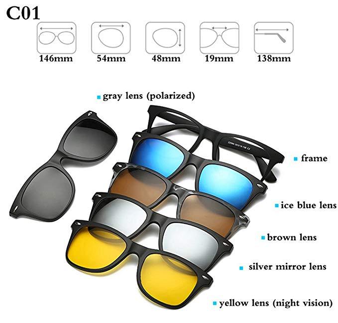 5-in-1 Magnetic Clip On Sunglasses