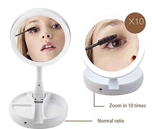 LED Mirror Makeup Storage Box - With 10X Magnification
