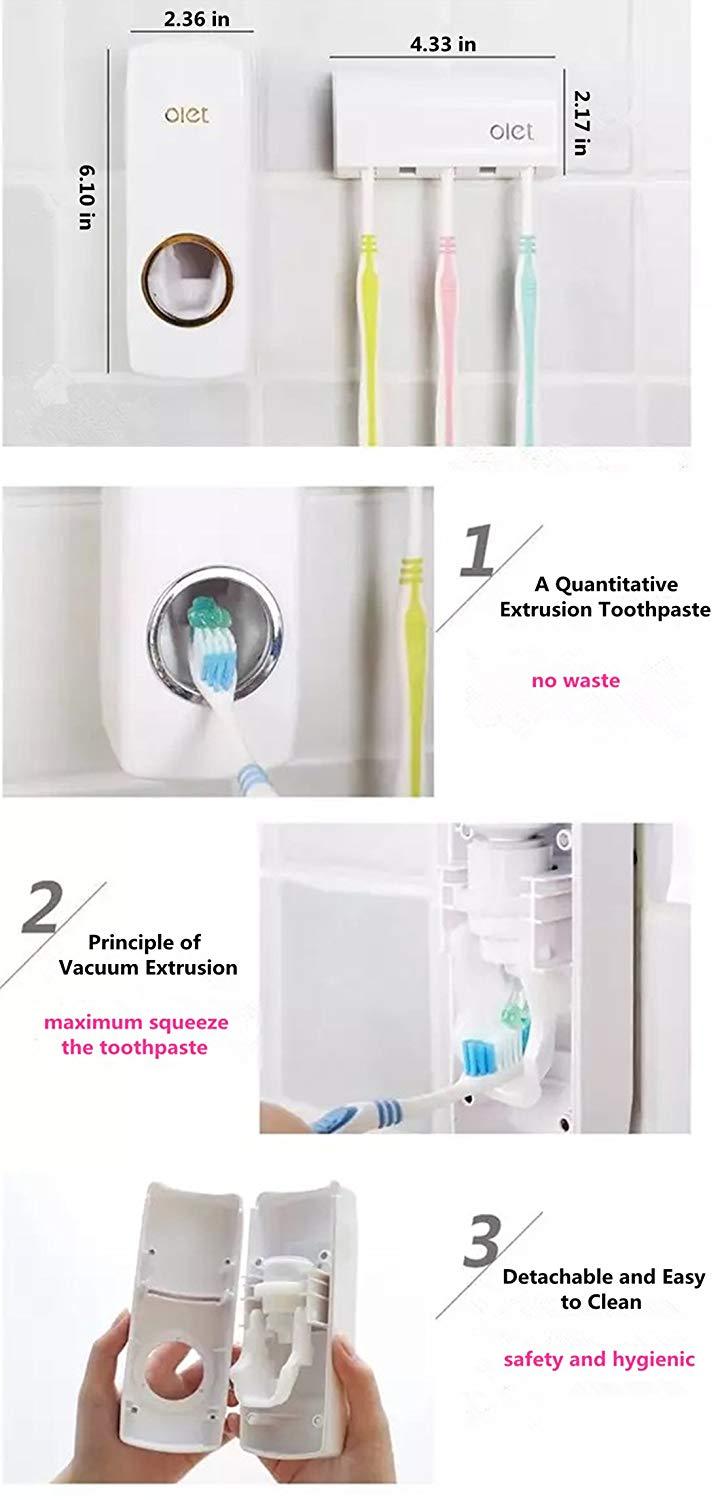 Wall Mount Toothbrush Holder and Toothpaste Dispenser