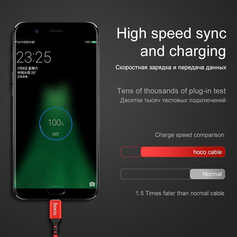HOCO  Micro USB Cable 1m 5V2A Fast Charger USB Data Cable For Samsung Xiaomi Huawei