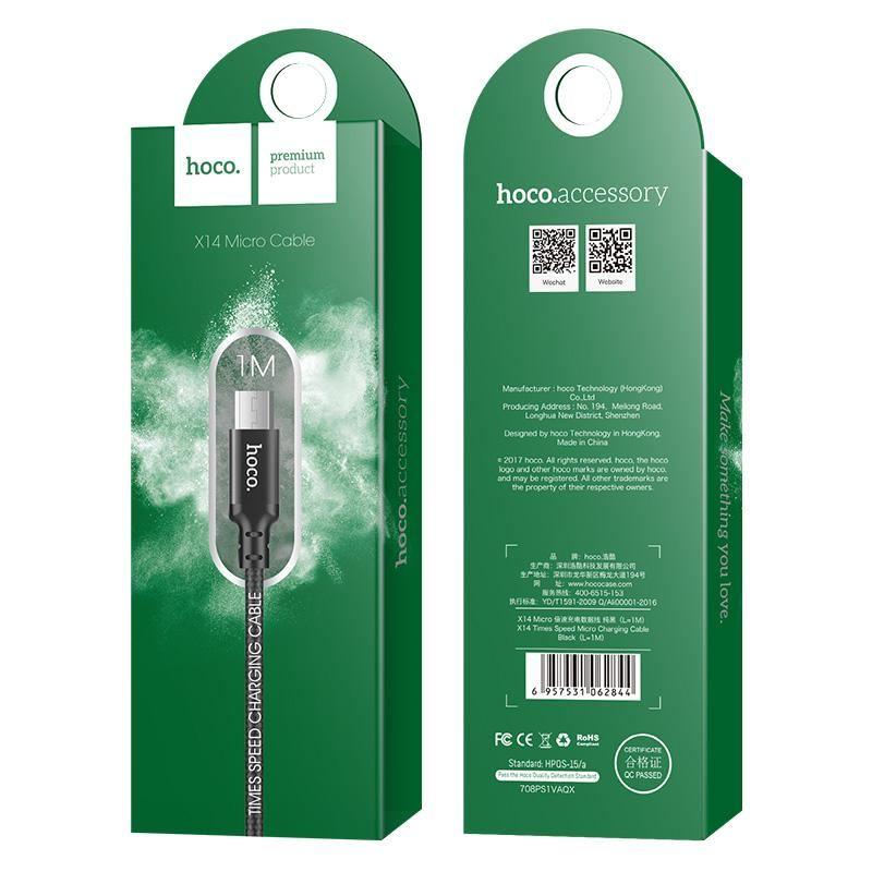 HOCO  Micro USB Cable 1m 5V2A Fast Charger USB Data Cable For Samsung Xiaomi Huawei